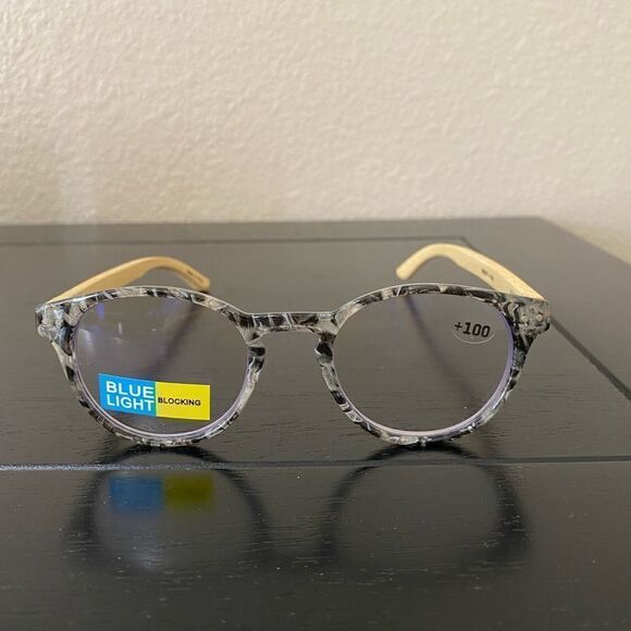 💼Round Tortoiseshell Clear and Black  Glasses, Readers with Blue Light Blocking - Picture 4 of 5